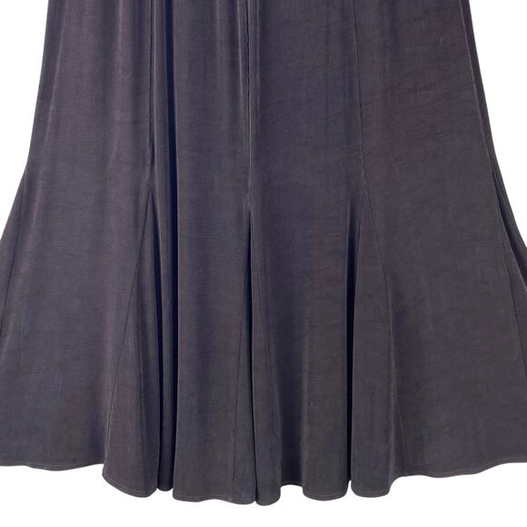 Chico's Travelers Dark Brown A-Line Midi Skirt Size L Slinky - Picture 3 of 7